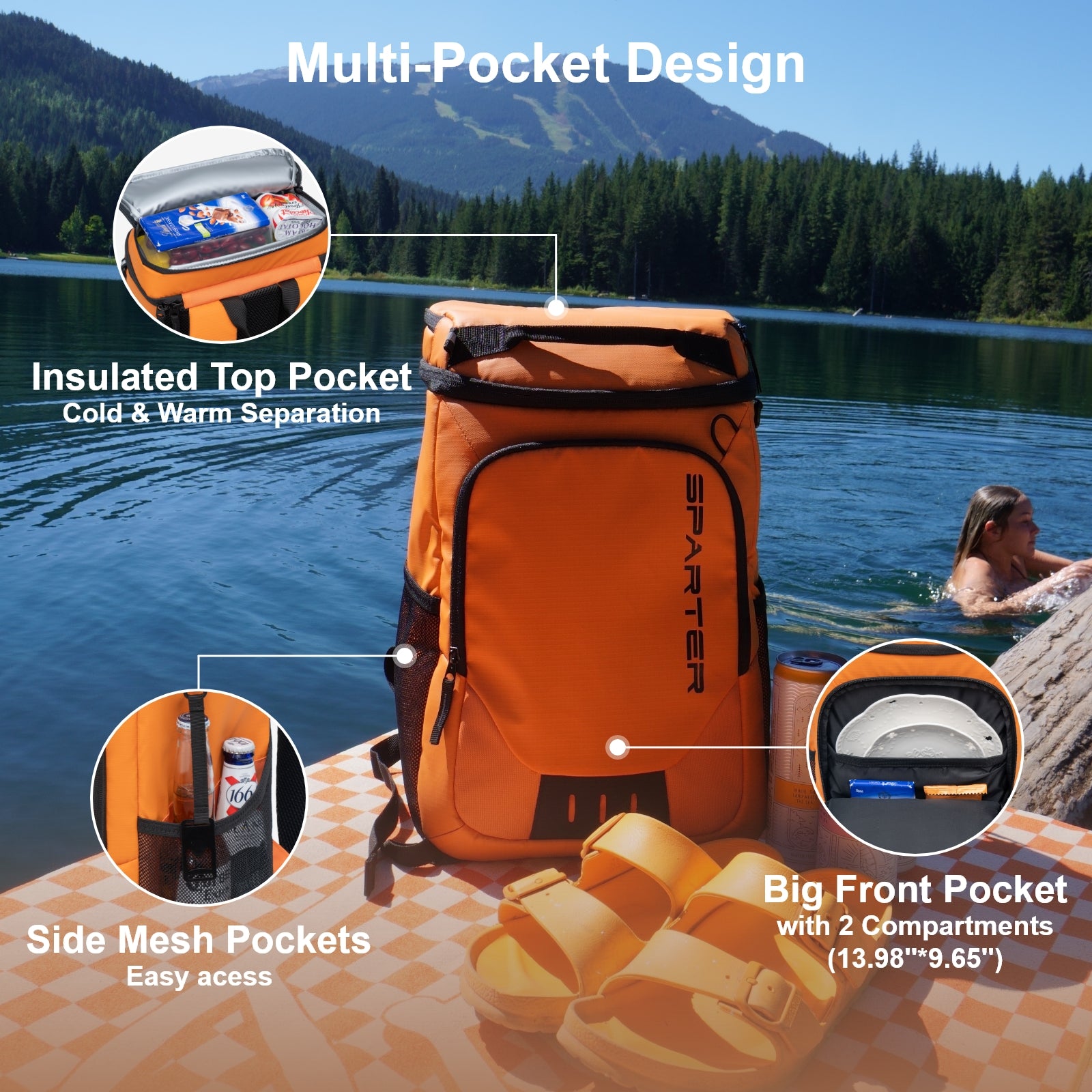 Sparter Backpack Cooler Insulated Leak Proof 30 Cans