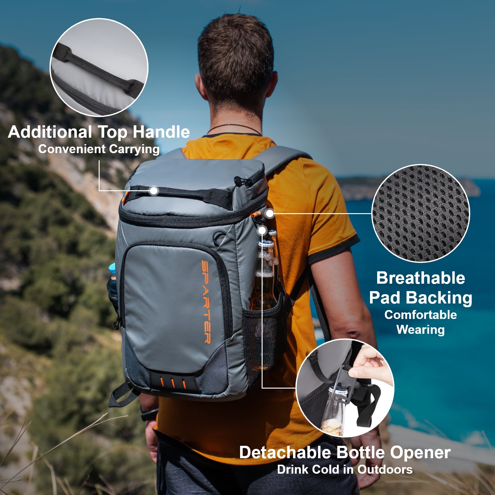 Sparter Backpack Cooler Insulated Leak Proof 30 Cans